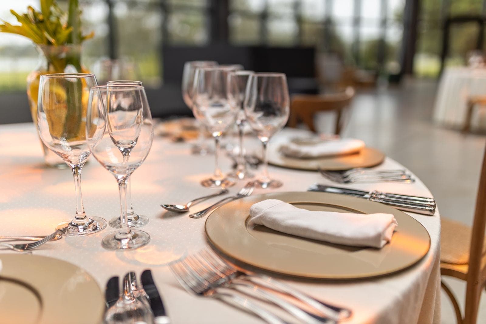 A table laid for dinner