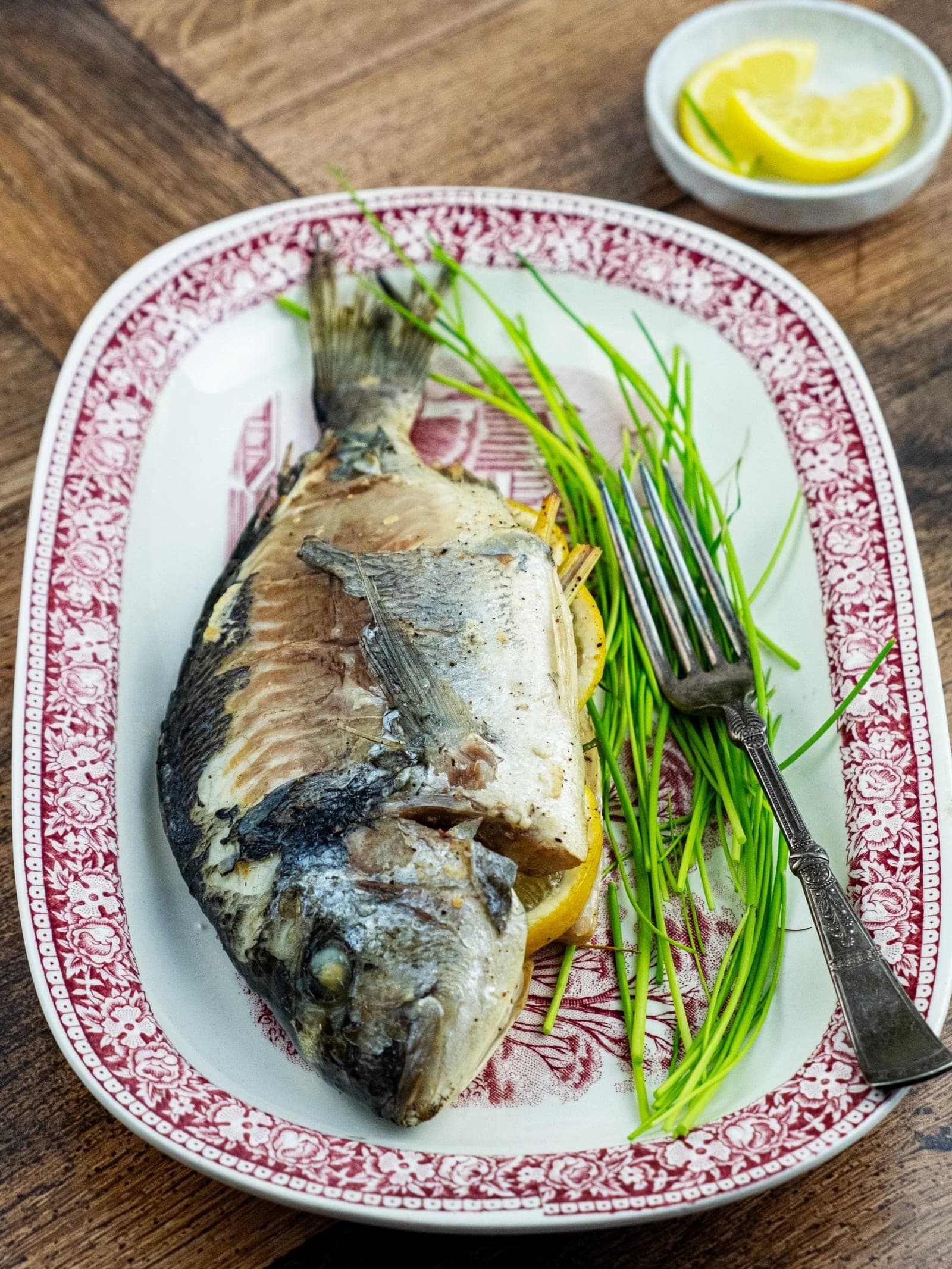 A whole grilled fish