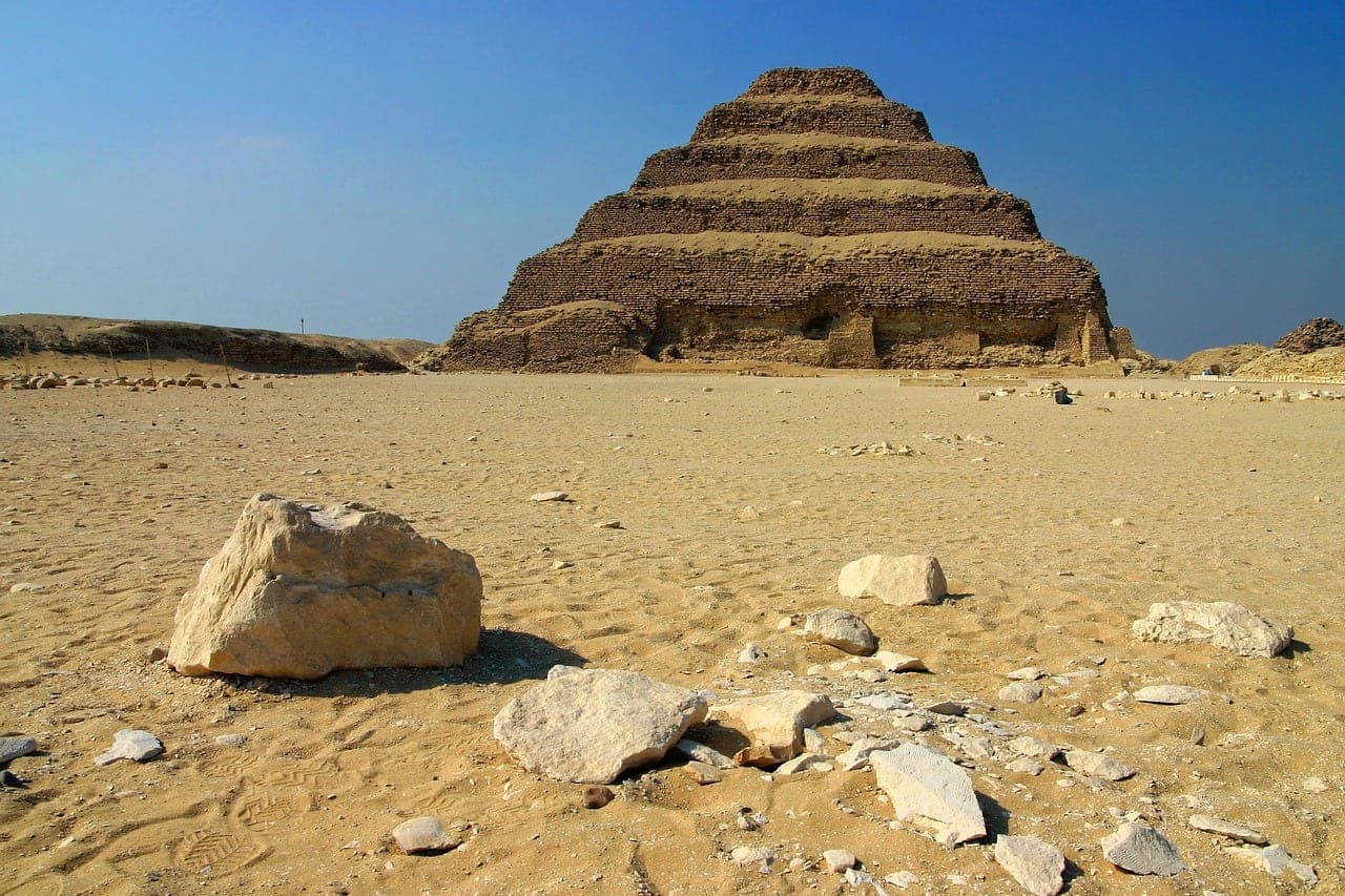 The step pyramid, the first ever built in stone.