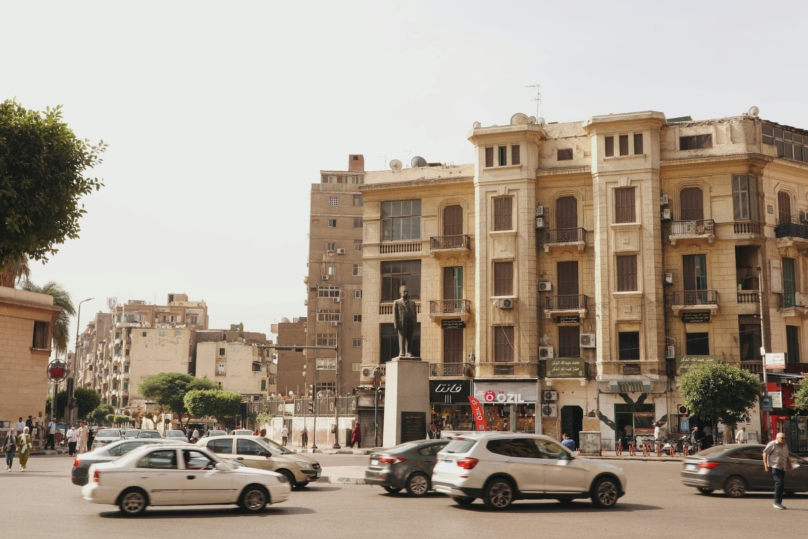 Traffic on an avenue in downtown Cairo.